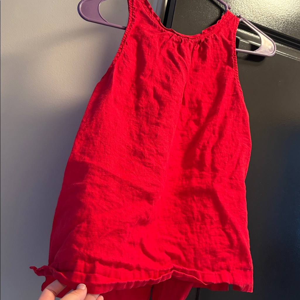 Alex Mill Red Sleeveless Linen Camisole With Tie Neckline — image 4 of 4